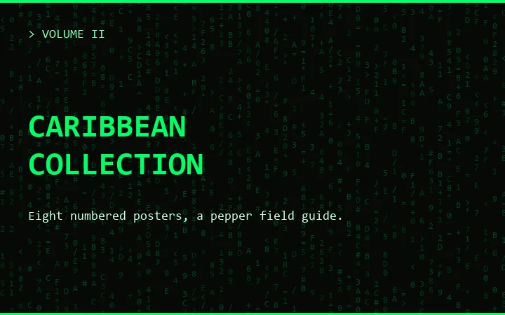 The Caribbean Collection: a pepper field guide poster series.